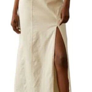 NWT: Anthropologie White Long Skirt with Slit Size 10